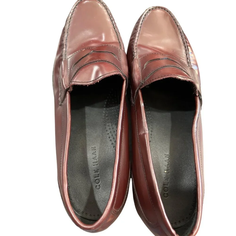 Cole Haan Mens Leather Burgundy Loafers Size 11 SKU 8940 - Picture 6 of 7